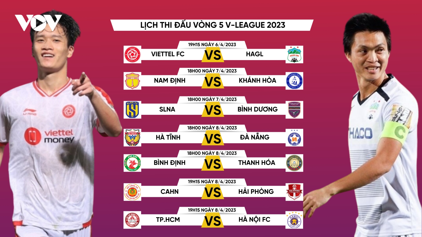 Lịch thi đấu vòng 5 V-League 2023: Viettel FC đại chiến HAGL