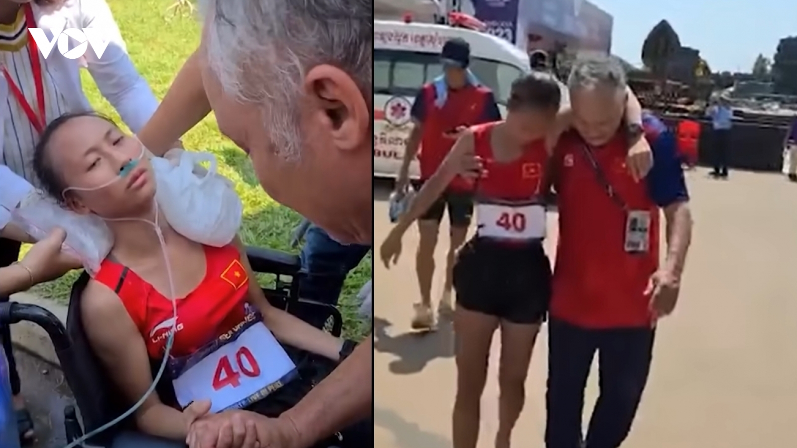 VĐV Marathon Việt Nam ngất xỉu, phải thở oxy khi về đích ở SEA Games 32