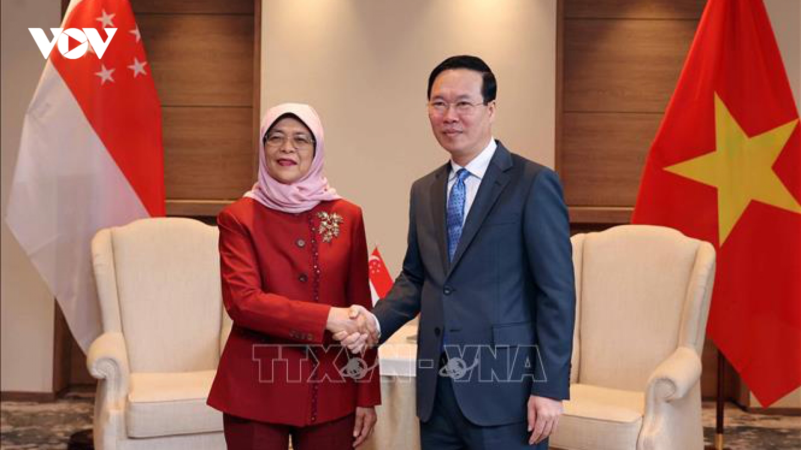 Chủ tịch nước Võ Văn Thưởng tiếp Tổng thống Singapore