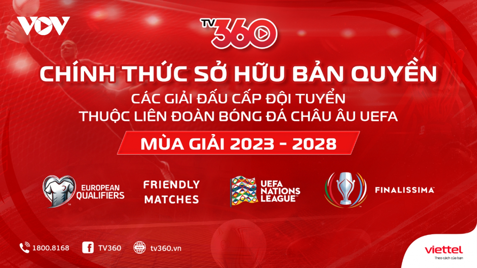Viettel TV360 sở hữu bản quyền các giải đấu cấp đội tuyển thuộc UEFA
