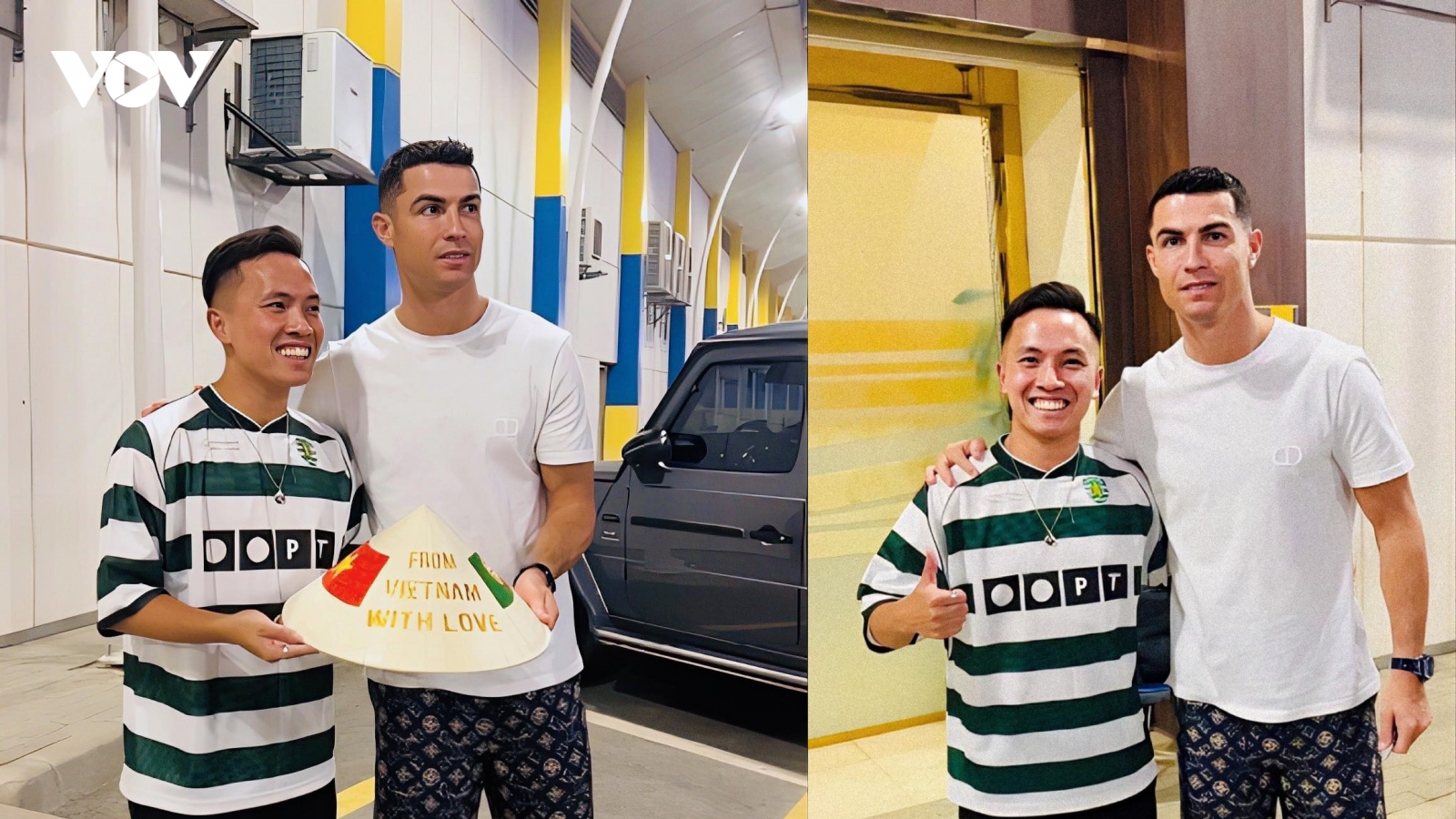 Quán quân tâng bóng nghệ thuật châu Á Đỗ Kim Phúc tặng nón lá Việt Nam cho Ronaldo