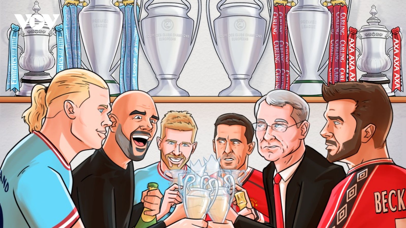 Biếm hoạ 24h: MU ngậm ngùi nhìn Man City tái hiện cú ăn ba huyền thoại