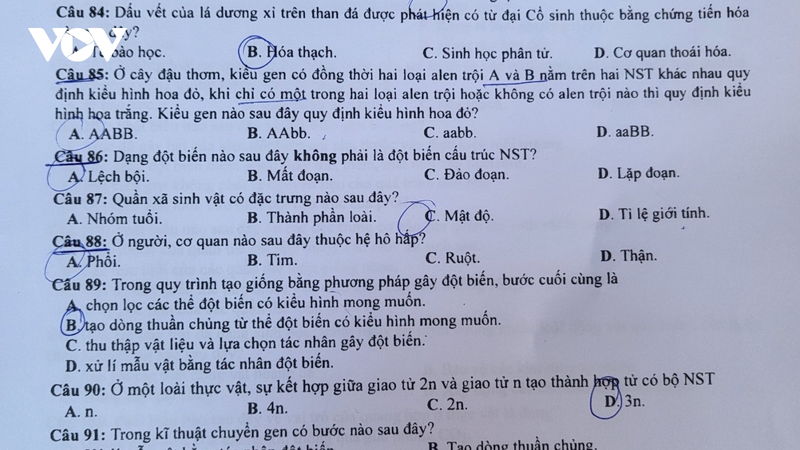 Đề thi Sinh học kỳ thi tốt nghiệp THPT 2023