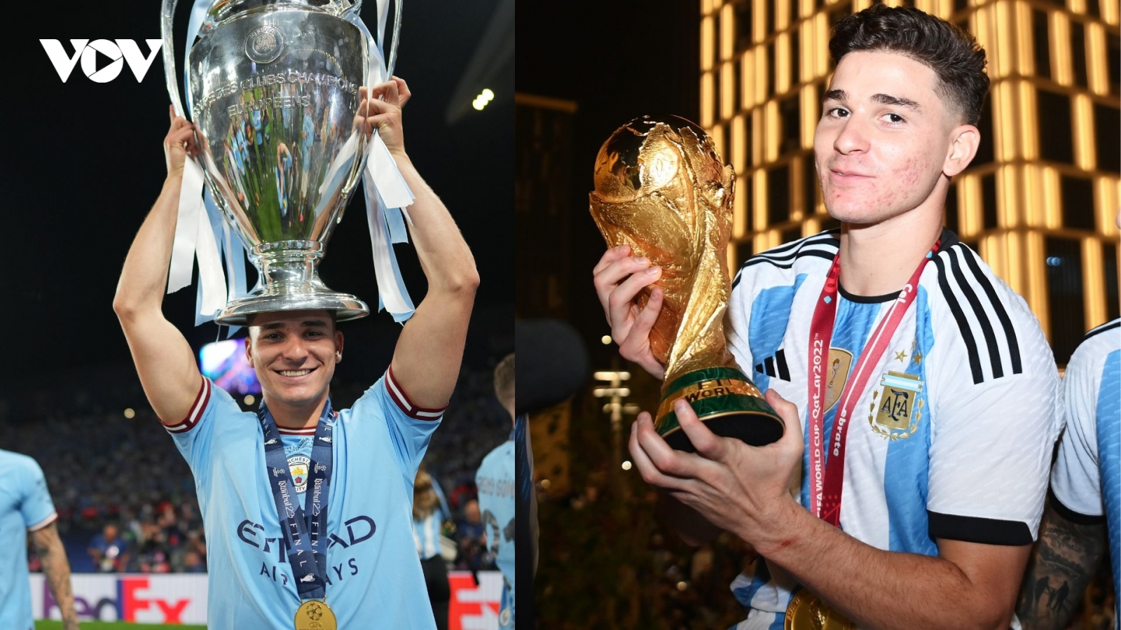 Julian Alvarez đi vào lịch sử bóng đá cùng ĐT Argentina và Man City