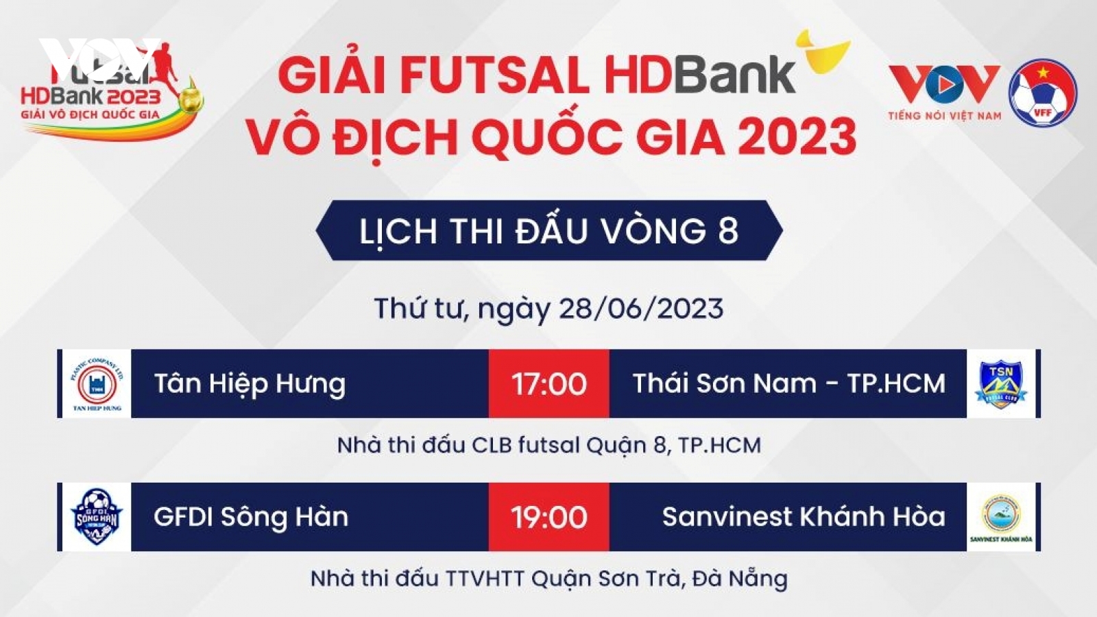 Lịch thi đấu Futsal HDBank VĐQG 2023 hôm nay 28/6: Tân Hiệp Hưng gặp Thái Sơn Nam