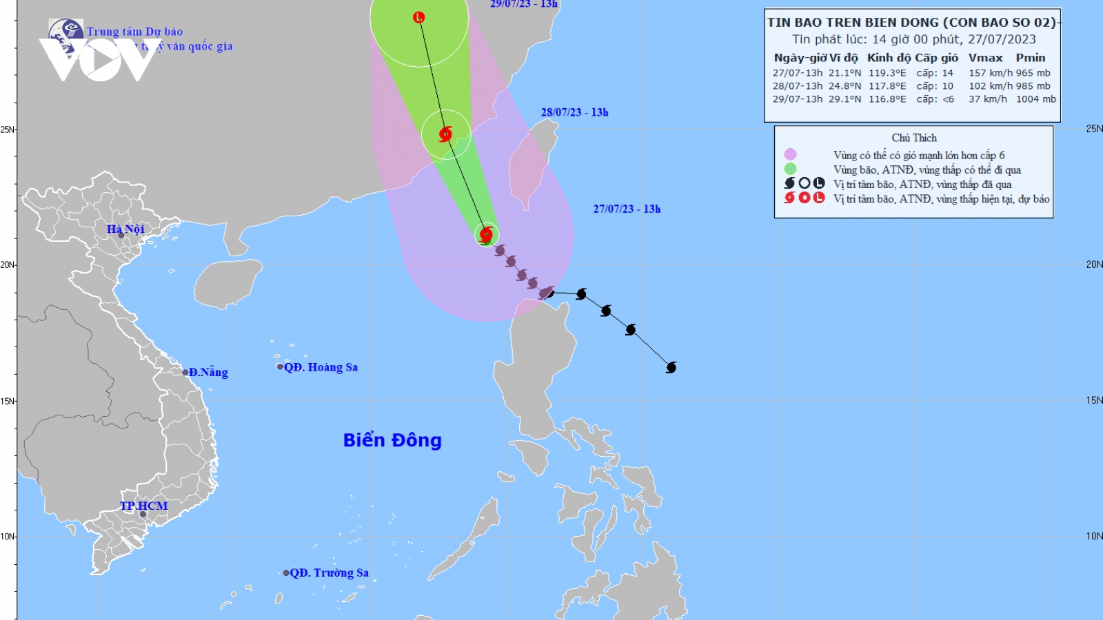 Bão số 2 cách Sán Đầu (Trung Quốc) khoảng 370km về phía Nam Đông Nam