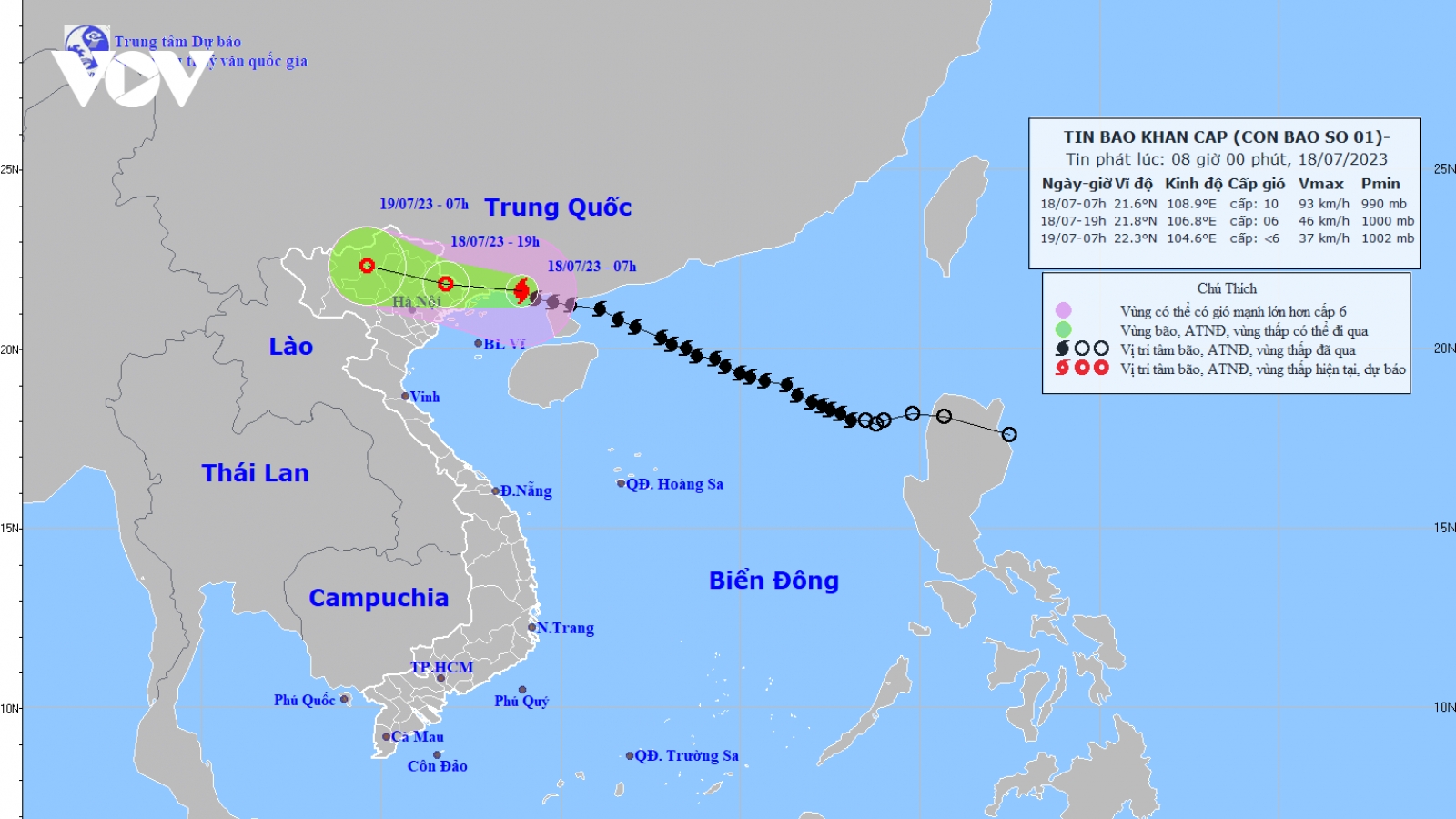 Bão số 1 giật cấp 12, cách Móng Cái (Quảng Ninh) 100km