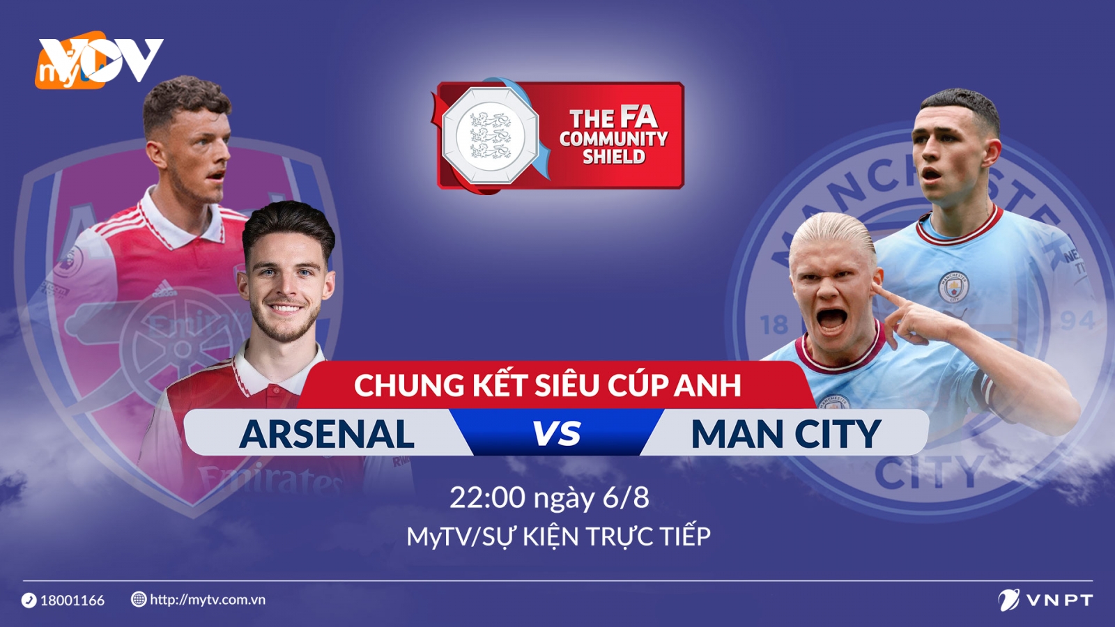 Siêu cúp Anh 2023: Cuộc tái ngộ Man City – Arsenal trực tiếp trên Truyền hình MyTV
