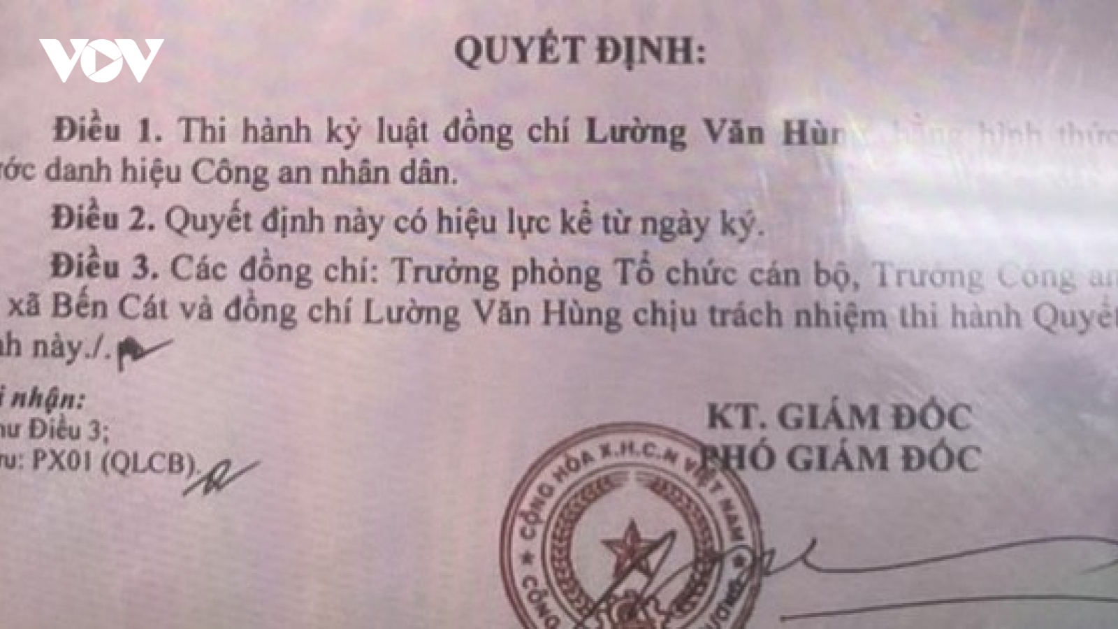 Tước danh hiệu một Phó trưởng công an phường ở Bình Dương