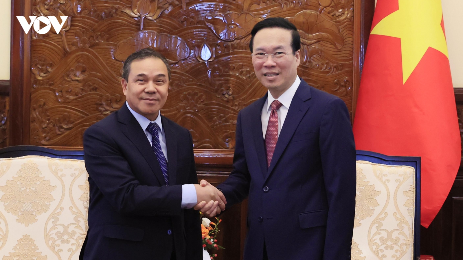 Chủ tịch nước Võ Văn Thưởng tiếp Đại sứ Lào chào từ biệt kết thúc nhiệm kỳ
