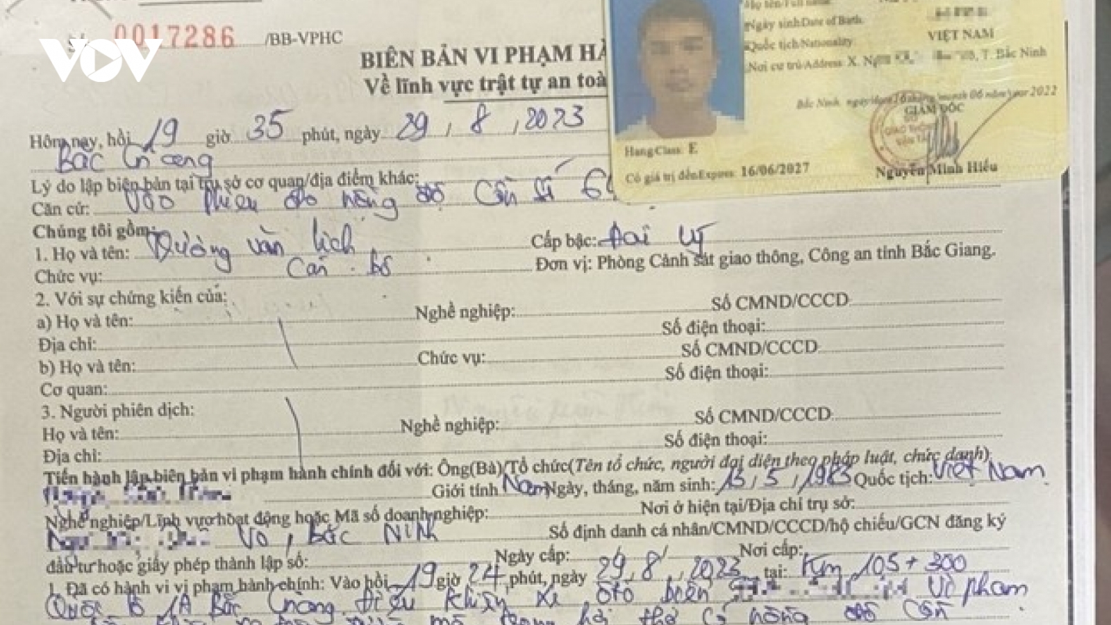Đi ăn cỗ về, tài xế bị xử lý vi phạm nồng độ cồn kịch khung