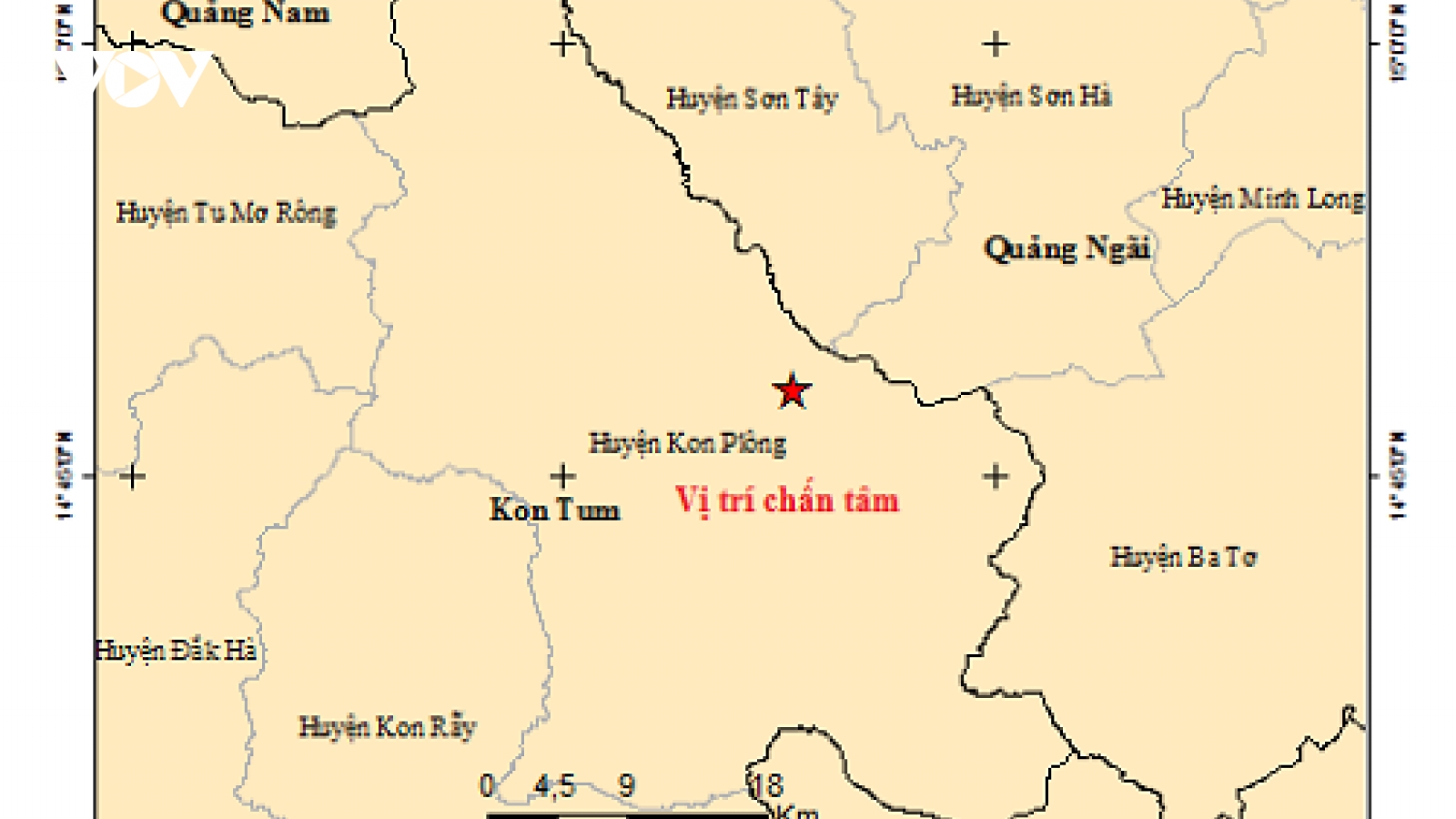 3 trận động đất xảy ra tại Kon Tum