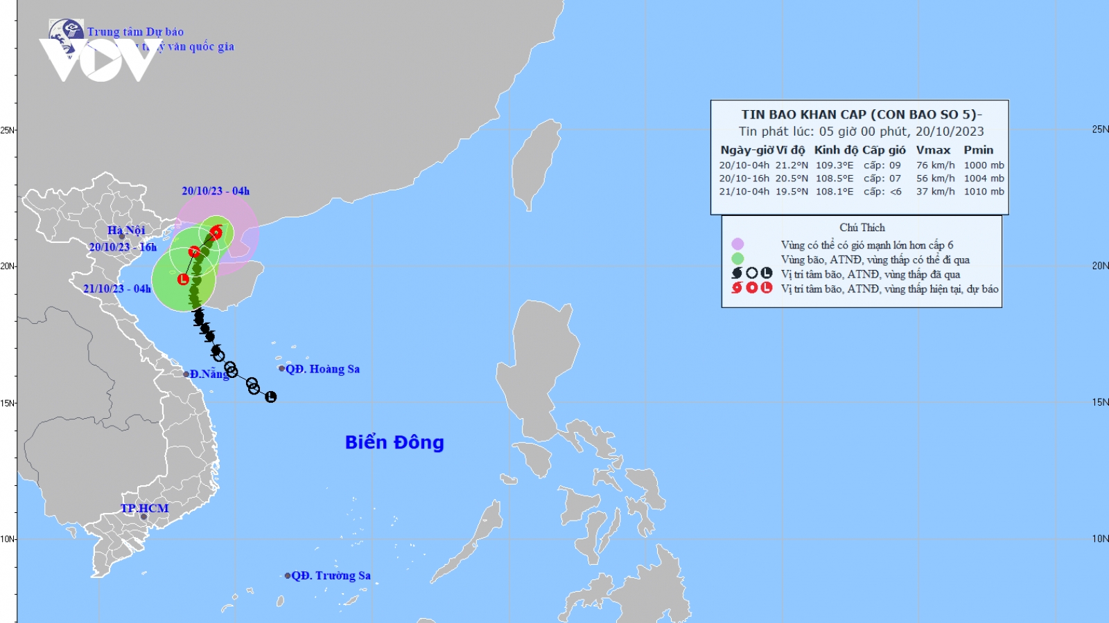 Tin mới nhất về cơn bão số 5