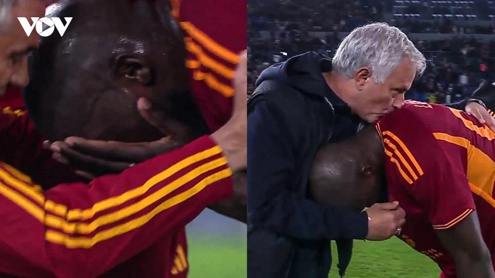 Hóa người hùng giúp AS Roma thắng ở phút bù giờ, Lukaku ôm Mourinho bật khóc