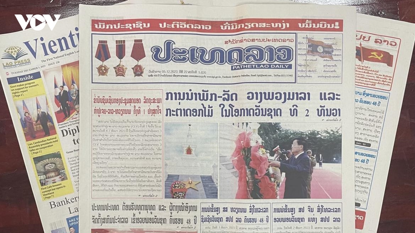 Truyền thông Lào đưa tin đậm nét về chuyến thăm của Chủ tịch Quốc hội Việt Nam