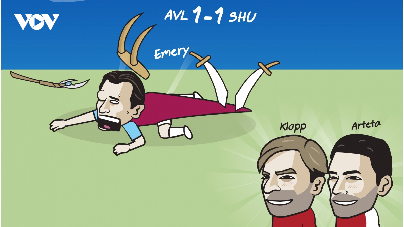 Biếm họa 24h: “Ngựa ô” Aston Villa sảy chân, Liverpool và Arsenal mừng thầm