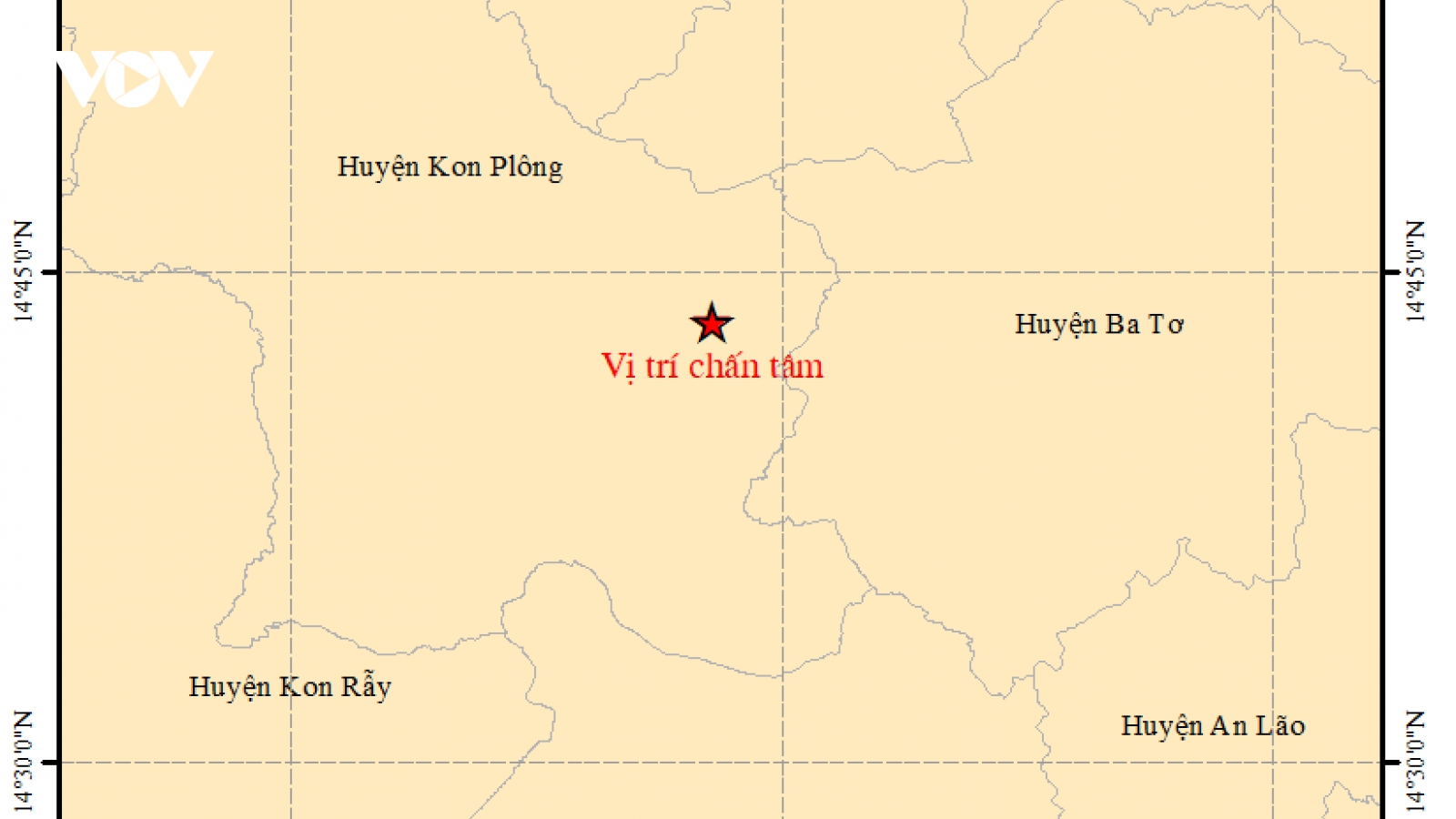 Kon Tum xảy ra 2 trận động đất