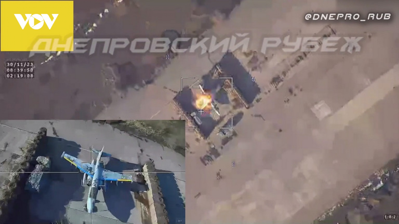 Khoảnh khắc UAV tự sát Nga lao vào chiến đấu cơ Ukraine và nổ tung