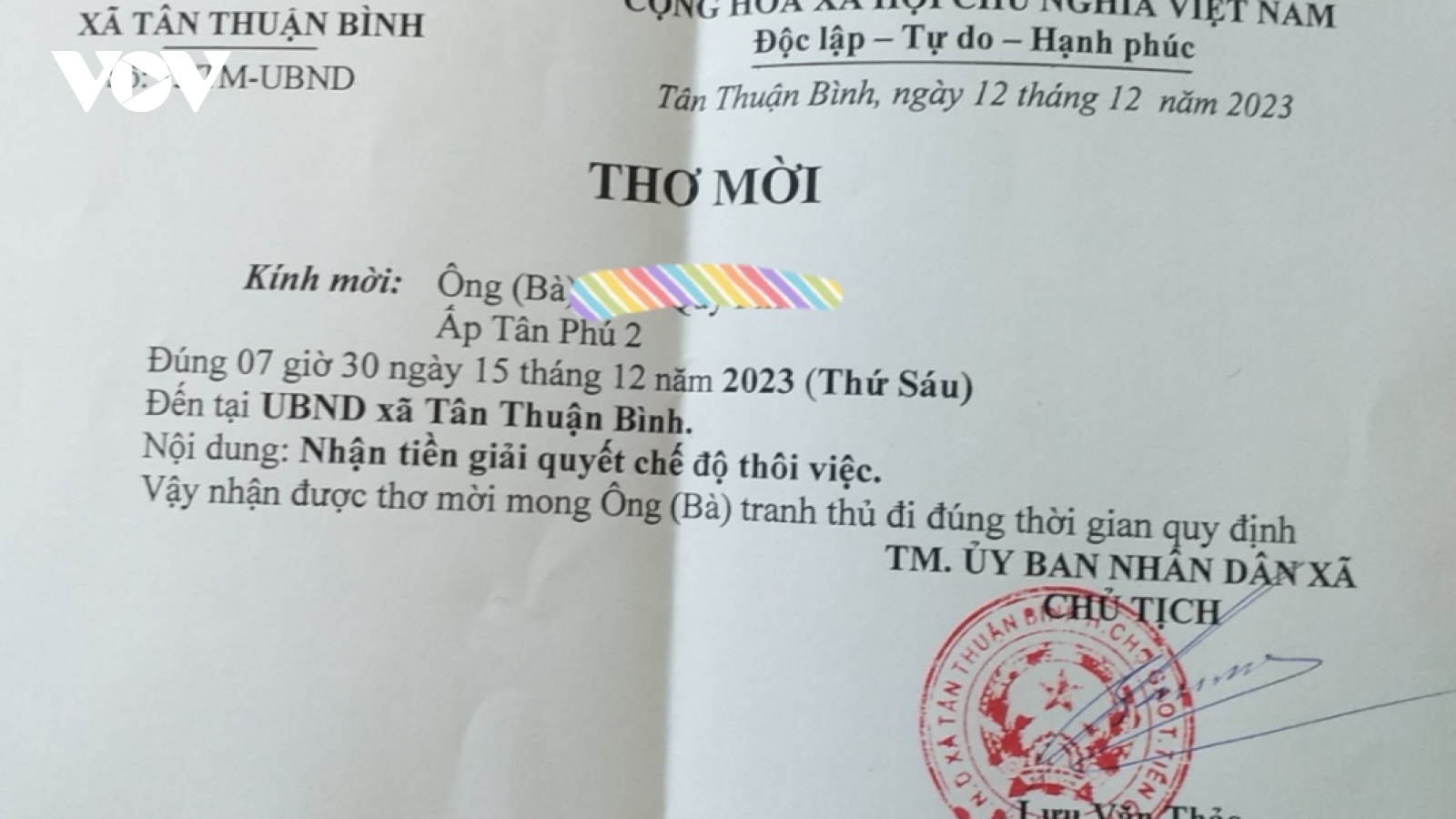 Cán bộ bán chuyên trách ở Tiền Giang được nhận tiền trợ cấp sau phản ánh của VOV