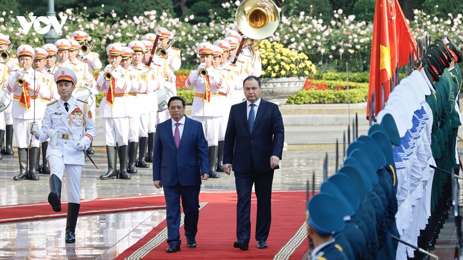 Thủ tướng Phạm Minh Chính chủ trì lễ đón và hội đàm với Thủ tướng Belarus