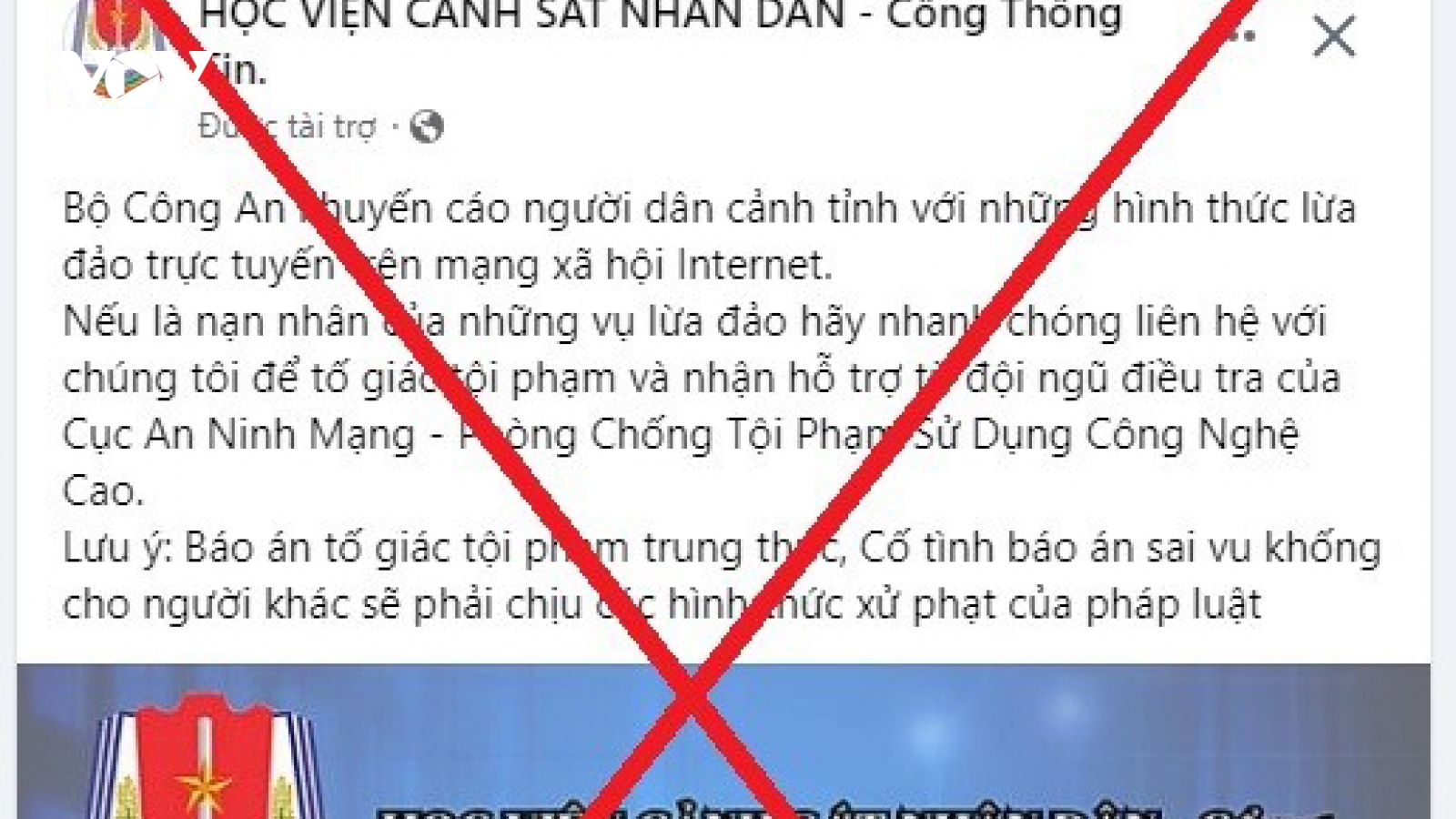 Cảnh báo giả mạo facebook Học viện Cảnh sát nhân dân hỗ trợ lấy lại tiền lừa đảo