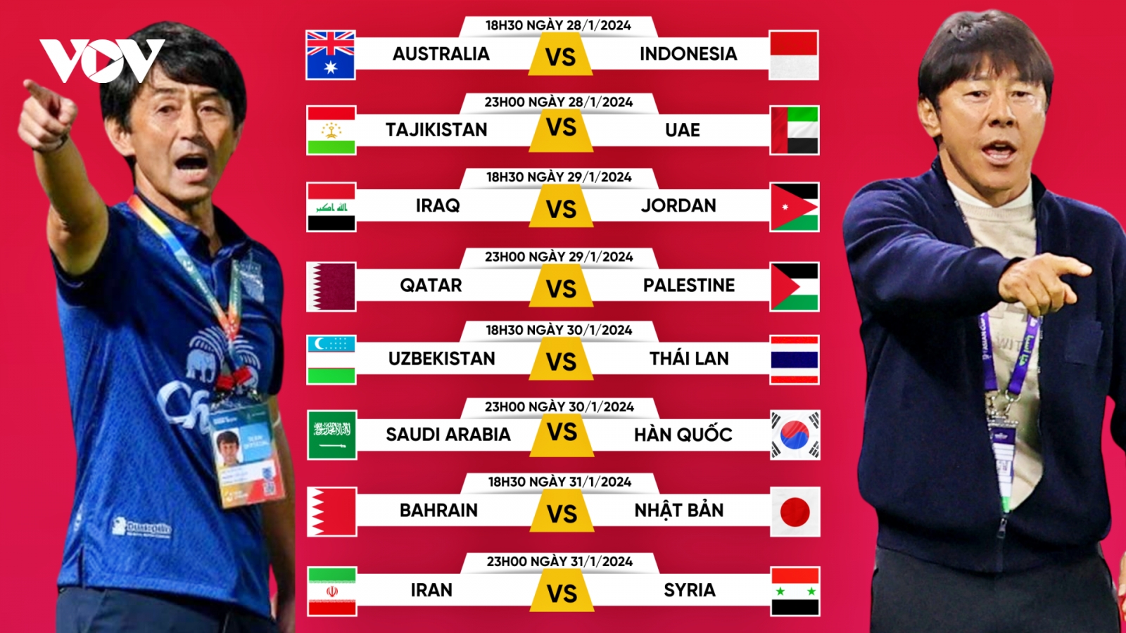 Lịch thi đấu vòng 1/8 Asian Cup 2023: Thái Lan và Indonesia có thể gây bất ngờ