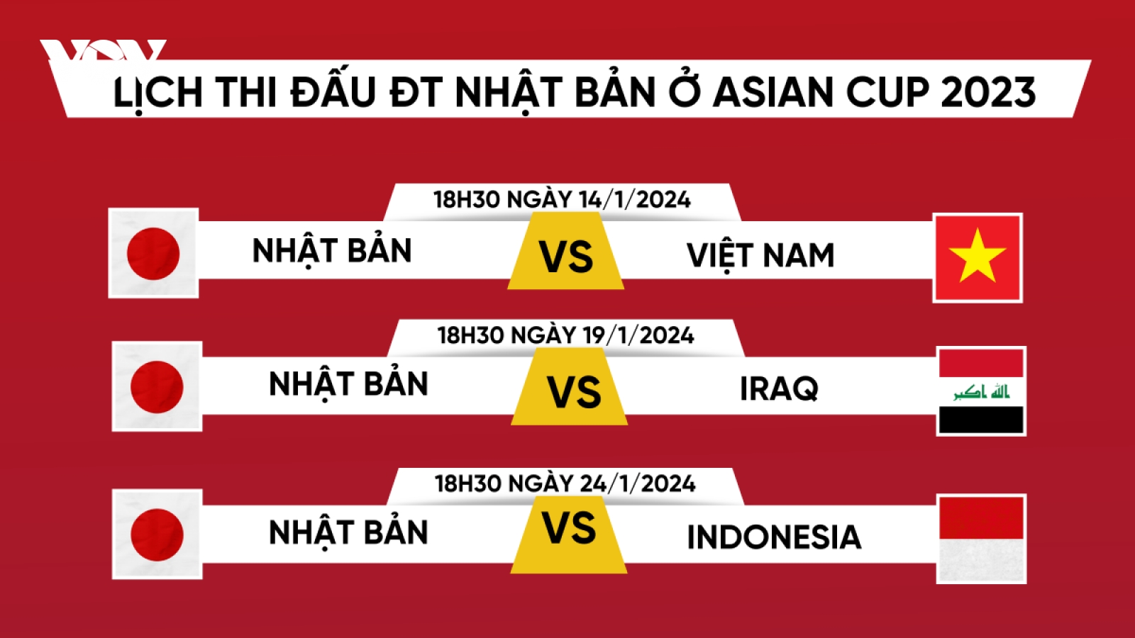 Lịch thi đấu Asian Cup 2023 của ĐT Nhật Bản