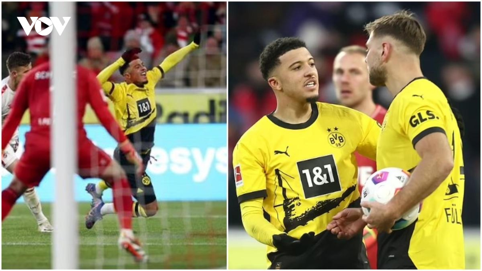 Sancho tranh sút penalty với đồng đội trong lần đầu đá chính ở Dortmund