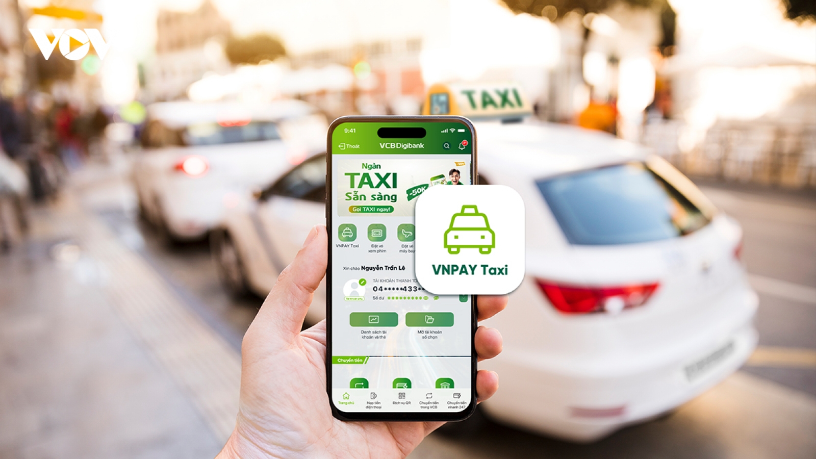 Chỉ một chạm để gọi taxi trên app VCB Digibank