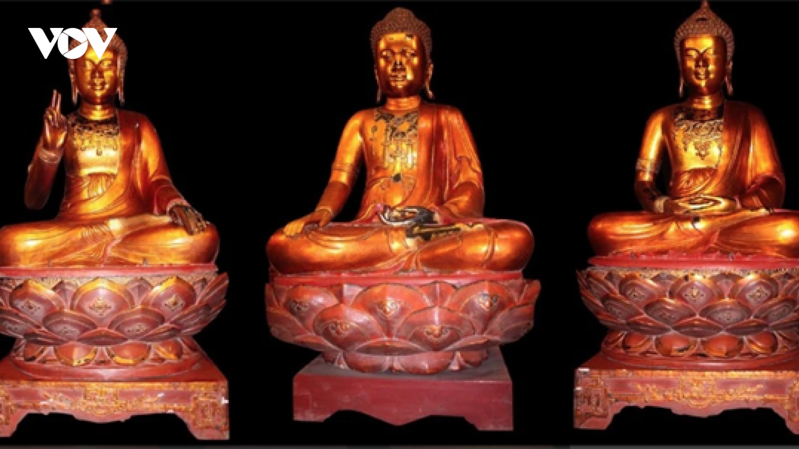 Độc đáo bộ tượng Tam thế Phật chùa Côn Sơn