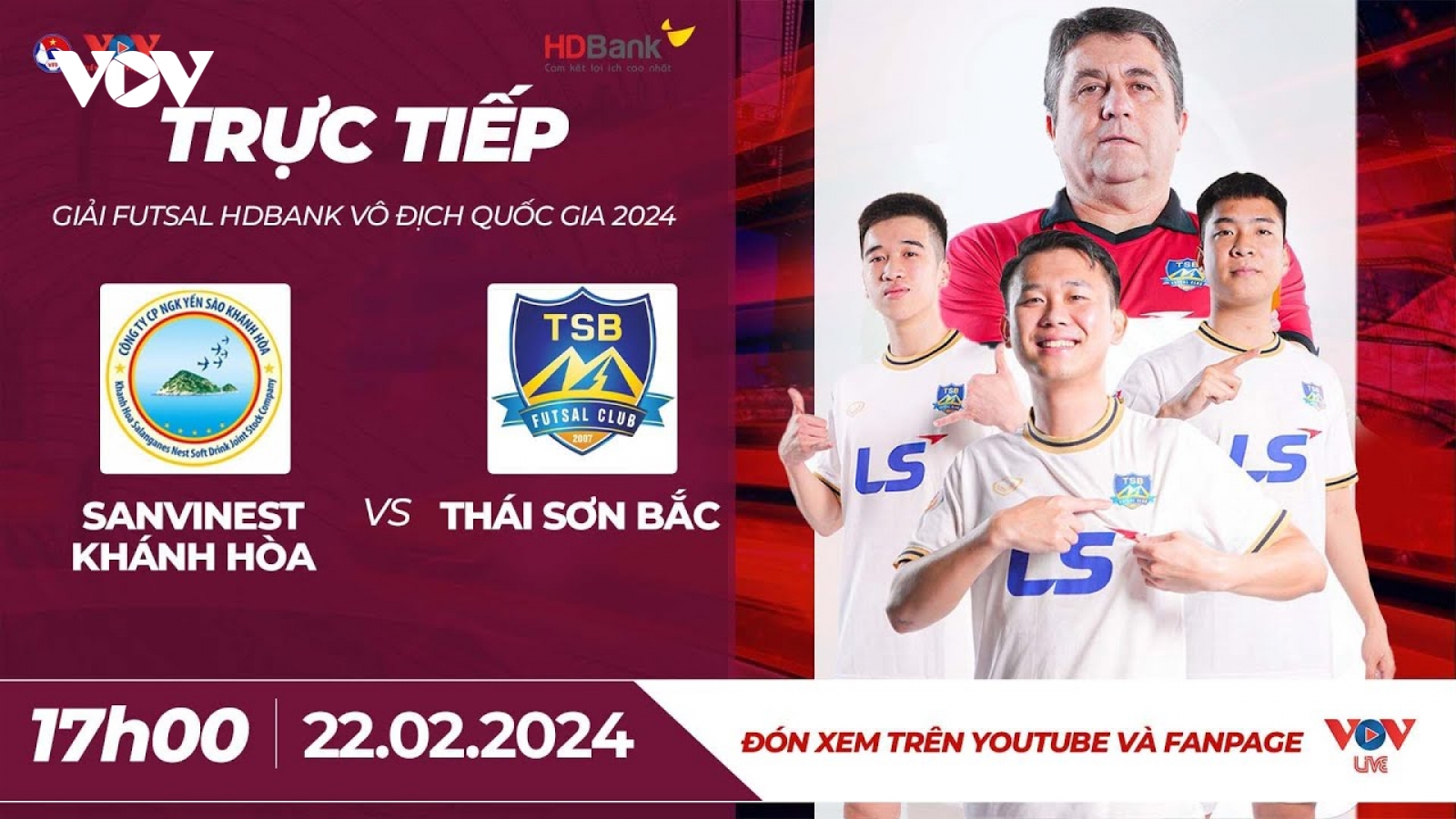 Xem trực tiếp Sanvinest Khánh Hòa vs Thái Sơn Bắc - Giải Futsal HDBank VĐQG 2024