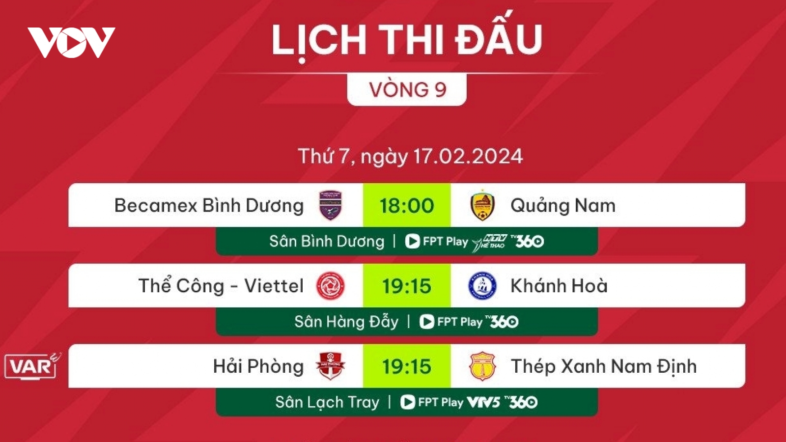 Lịch thi đấu và trực tiếp vòng 9 V-League 2023/2024: HAGL đá chung kết ngược