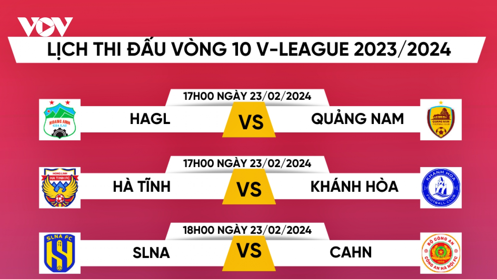 Lịch thi đấu vòng 10 V-League 2023/2024: Cơ hội vàng của HAGL và Hà Nội FC