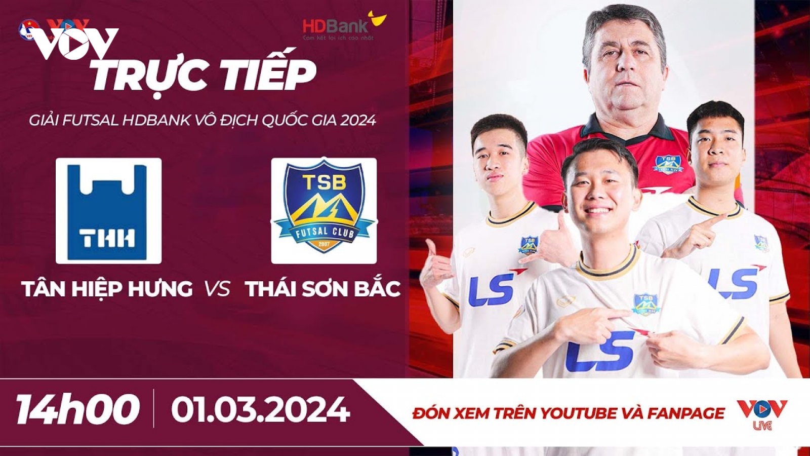 Xem trực tiếp Tân Hiệp Hưng vs Thái Sơn Bắc - Giải Futsal HDBank VĐQG 2024