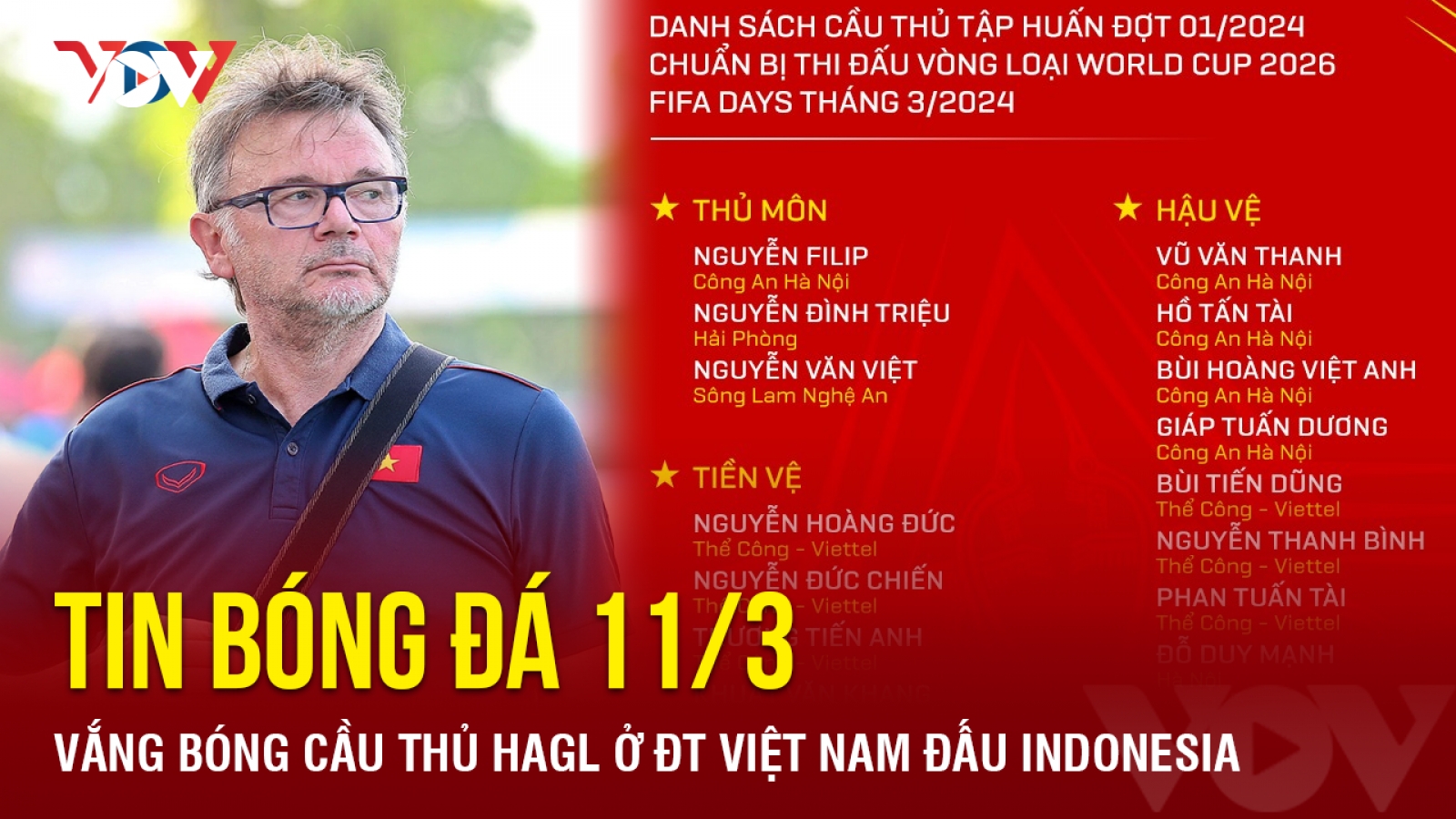 Tin bóng đá 11/3: Vắng bóng cầu thủ HAGL ở ĐT Việt Nam đấu Indonesia
