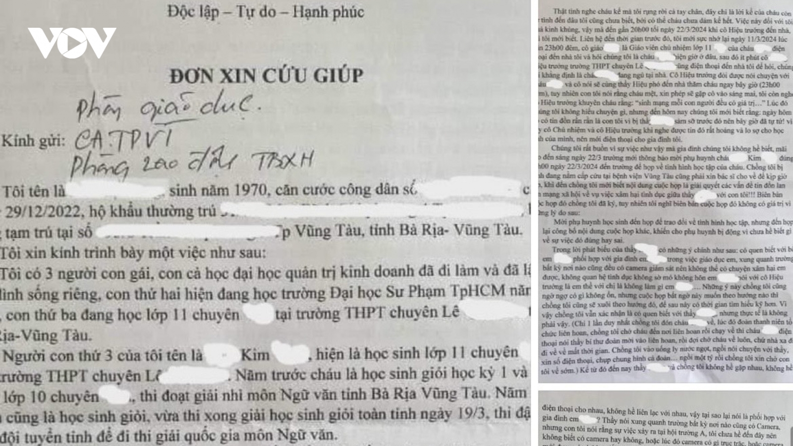 Chưa có cơ sở kết luận thầy giáo quấy rối tình dục nữ sinh ở Bà Rịa - Vũng Tàu
