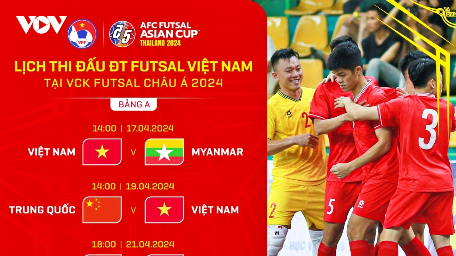 Lịch thi đấu của ĐT Futsal Việt Nam tại VCK Futsal châu Á 2024