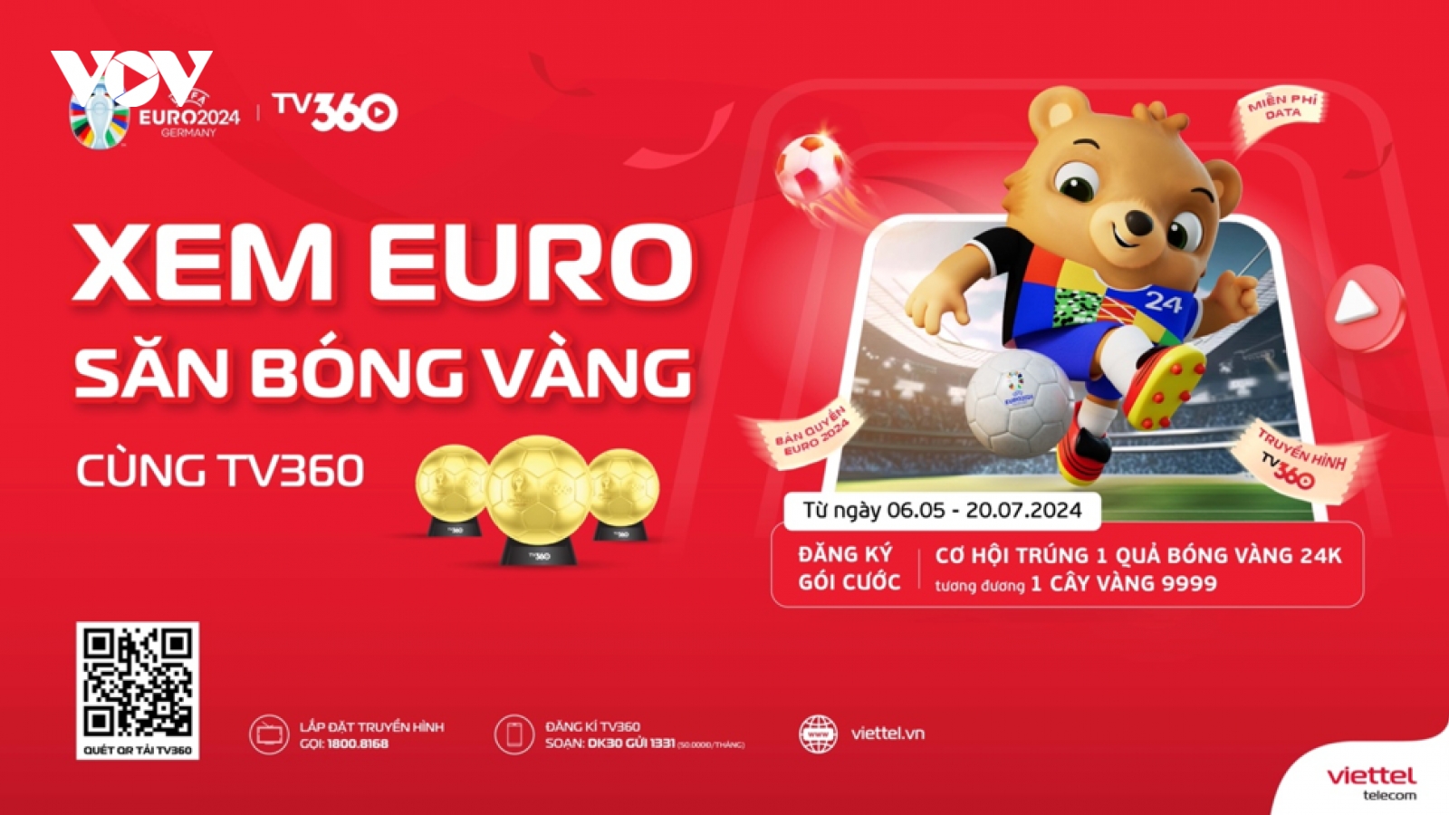 Xem Euro trên TV360 trúng quả bóng vàng 9999