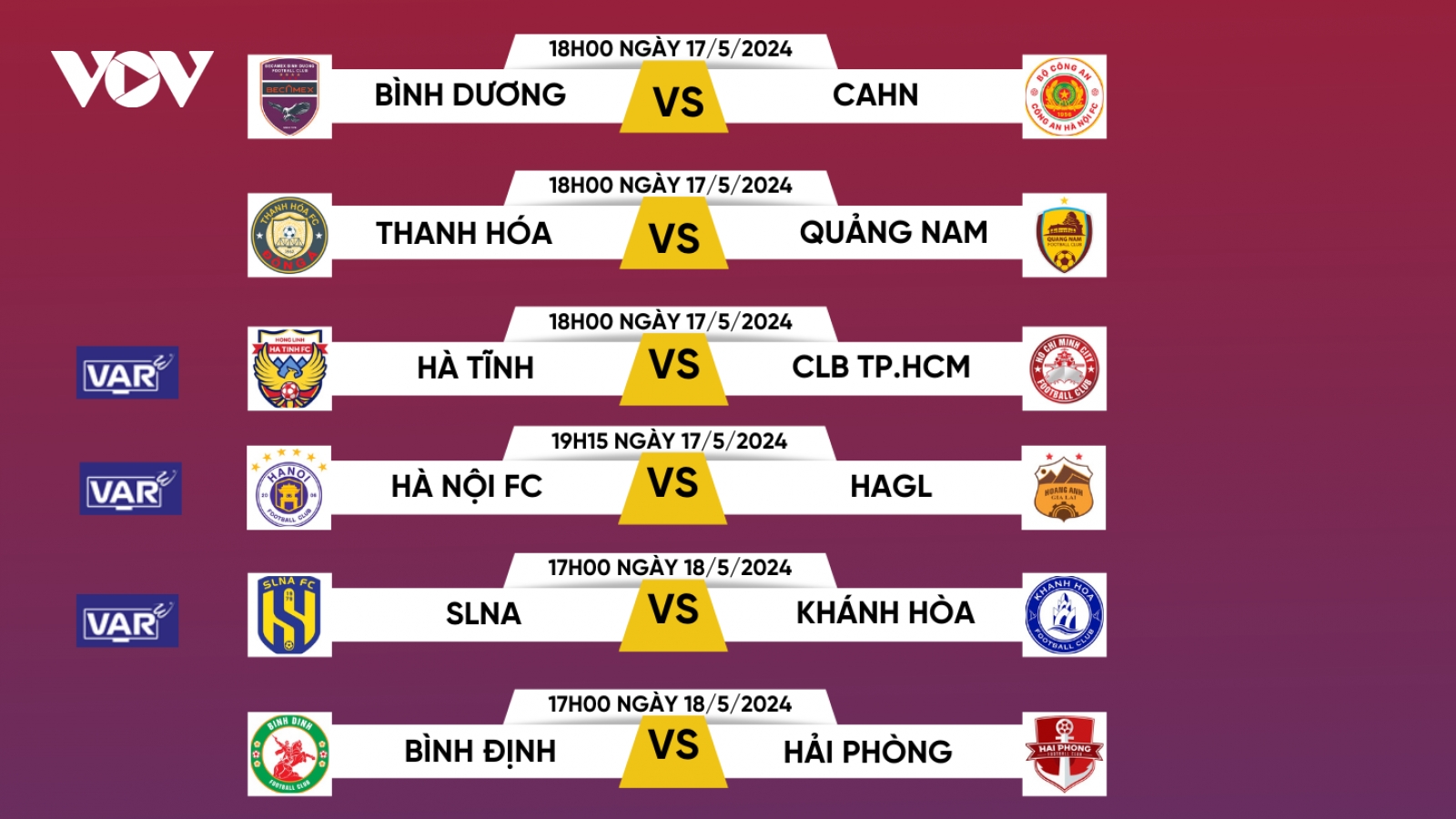 Lịch thi đấu và trực tiếp V-League 2023/2024 hôm nay 17/5