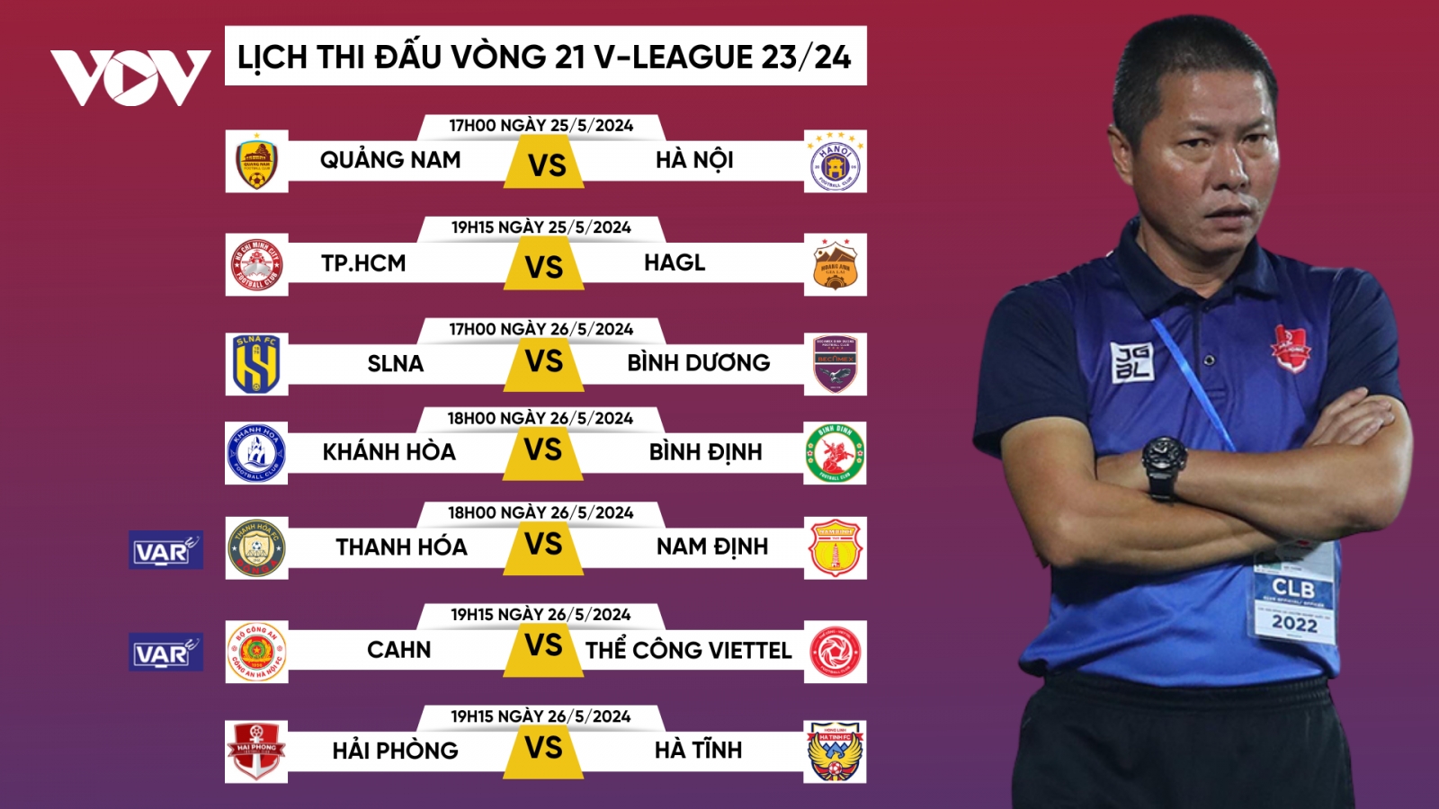 Lịch trực tiếp vòng 21 V-League 2023/2024: Áp dụng VAR ở 2 trận cầu đinh