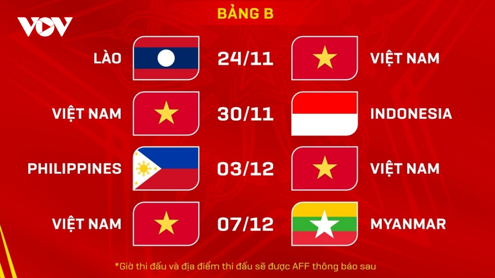 Lịch thi đấu ASEAN Cup 2024 của ĐT Việt Nam