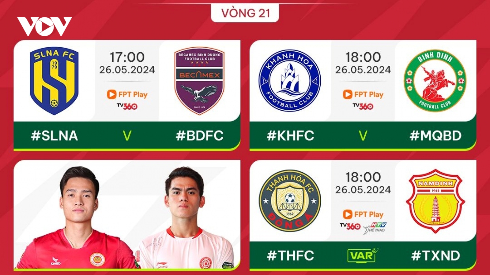 Lịch trực tiếp V-League 2023/2024 hôm nay 26/5