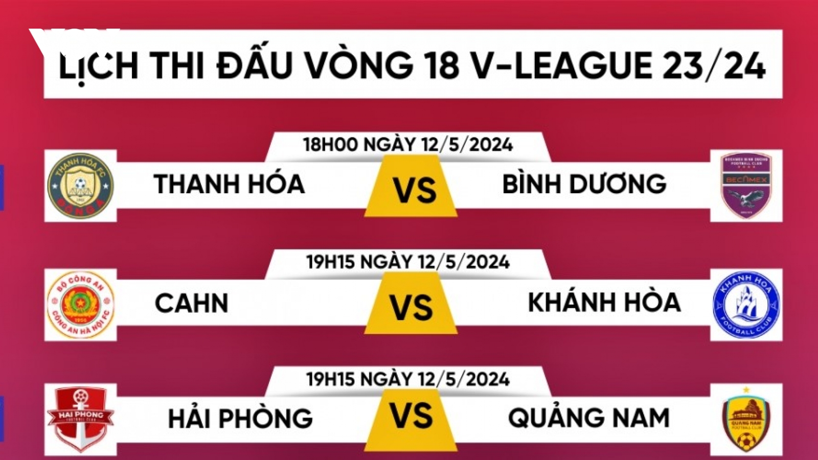 Lịch thi đấu vòng 18 V-League 2024/2024: Xác định 4 trận đấu áp dụng VAR