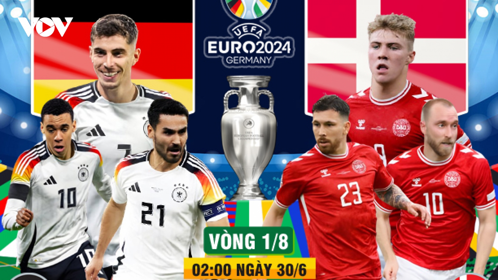 Xem trực tiếp Đức vs Đan Mạch vòng 1/8 EURO 2024 ở đâu?