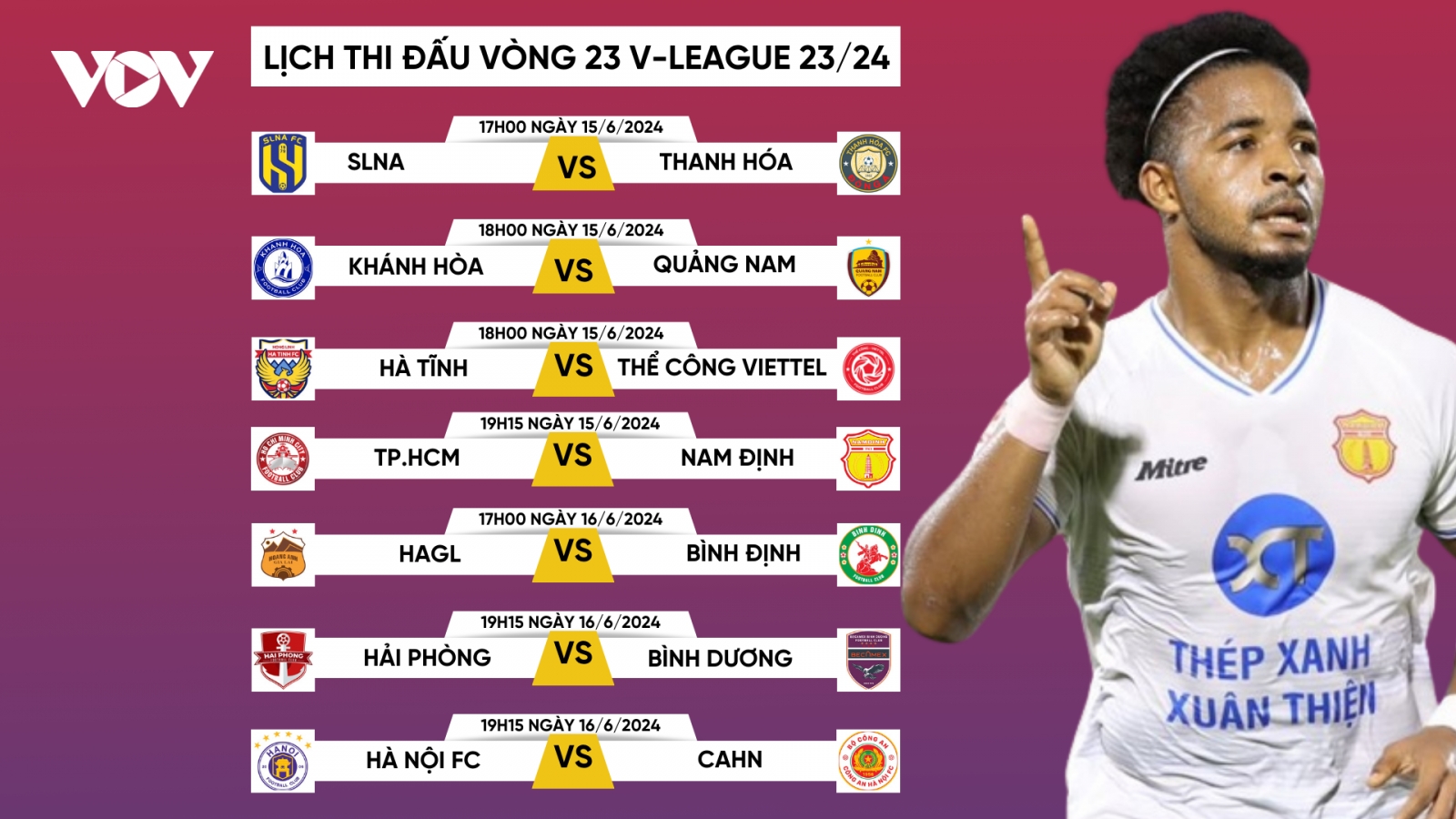 Lịch thi đấu và trực tiếp vòng 23 V-League 2023/2024