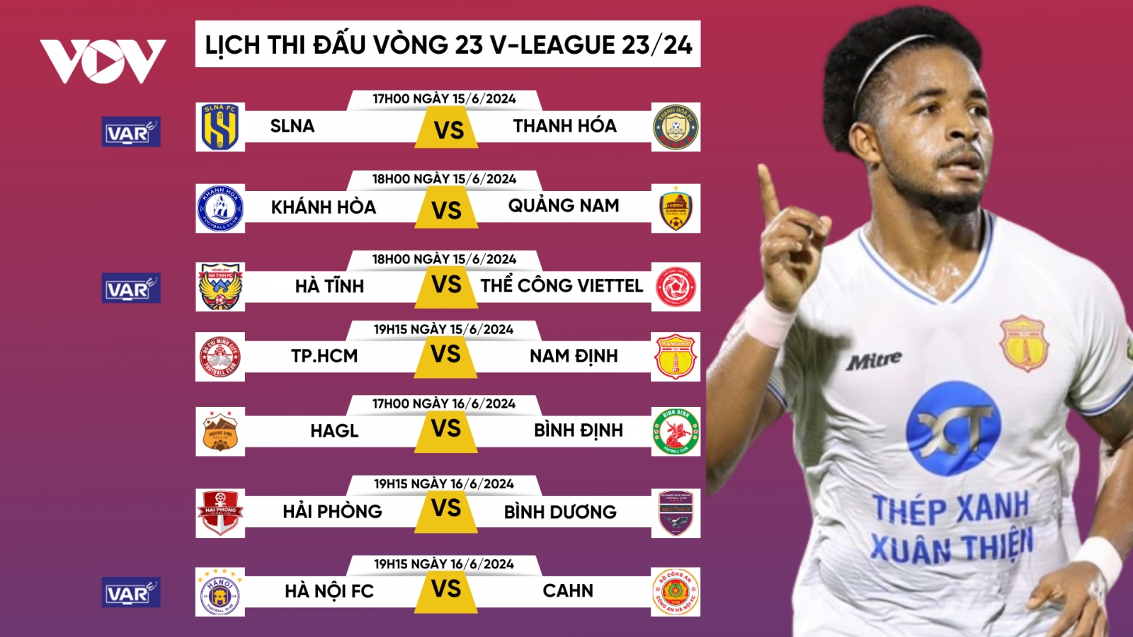 Lịch thi đấu và trực tiếp V-League 2023/2024 hôm nay 16/6