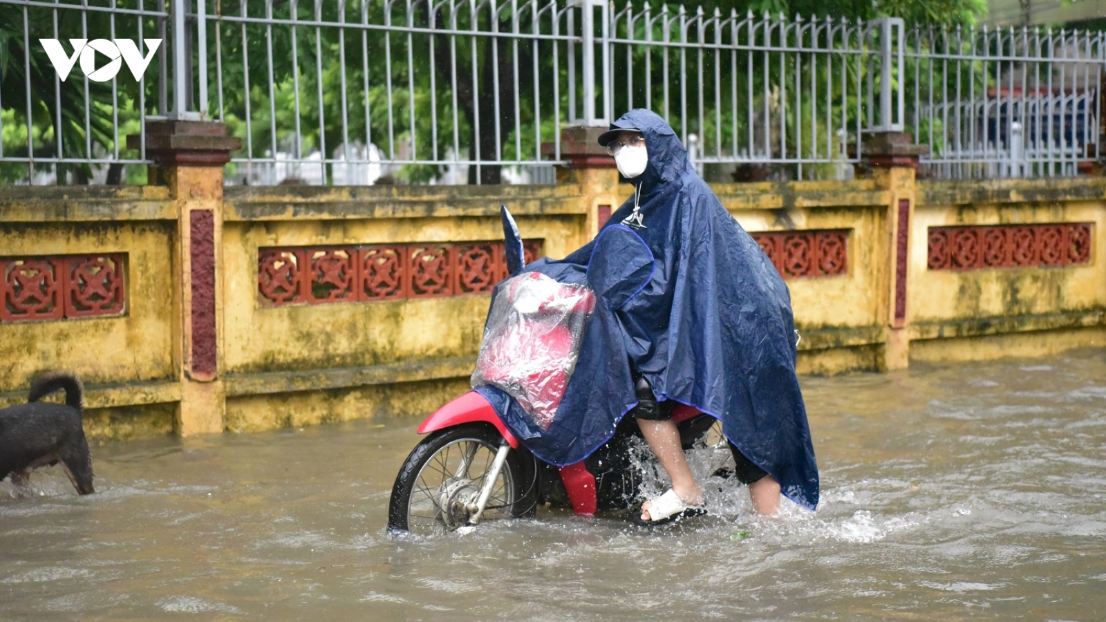 Đường phố Hà Nội ngập sâu trong biển nước, xe cộ chết máy la liệt