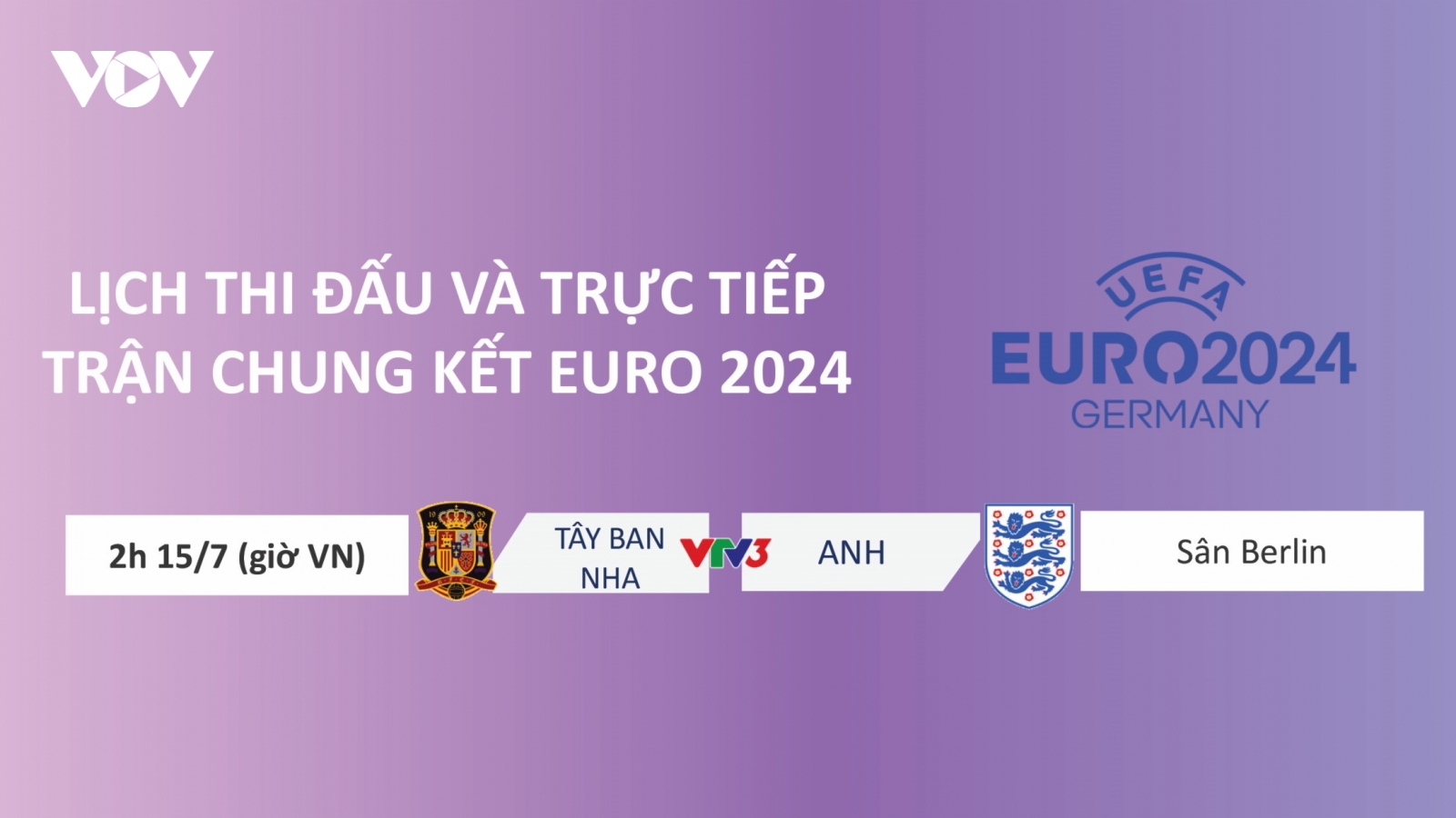 Lịch thi đấu chung kết EURO 2024: Tây Ban Nha chạm trán Anh