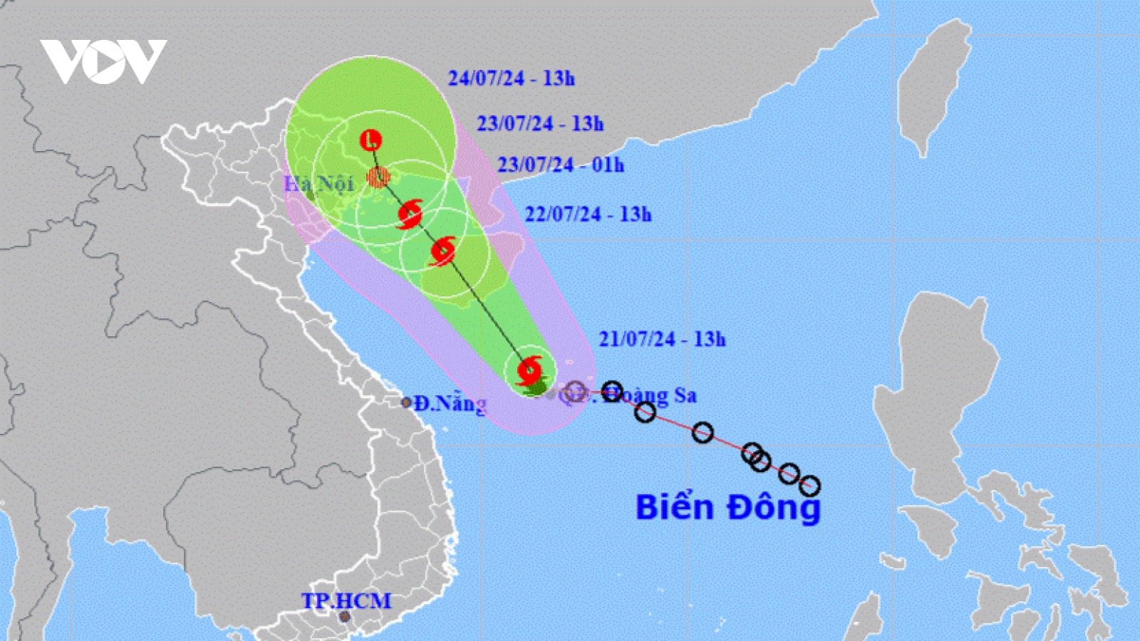 Bão số 2 di chuyển theo hướng Tây Tây Bắc với tốc độ 10-15km/h