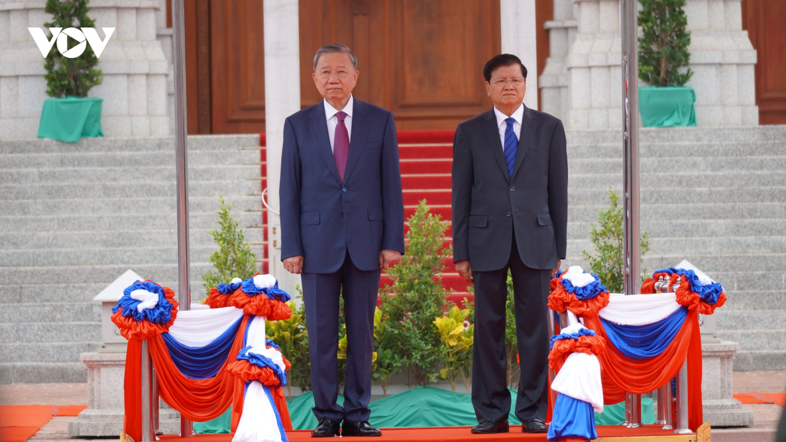 Tổng Bí thư, Chủ tịch nước Lào chủ trì lễ đón chính thức Chủ tịch nước Tô Lâm